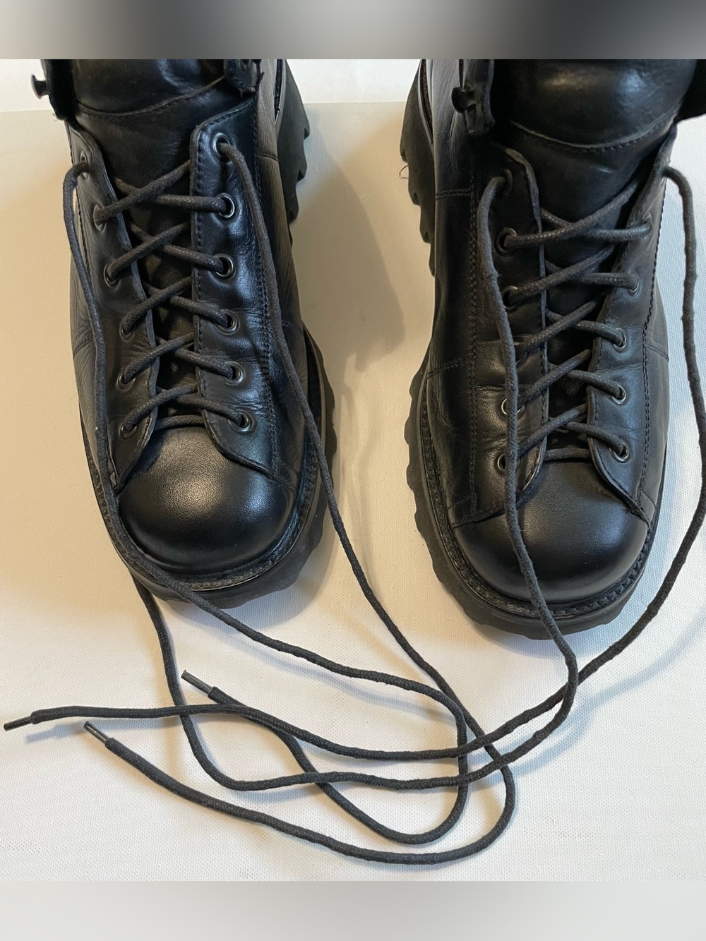 Cole Haan Men’s Black Leather Lace-Up High-Top Combat Boots Vintage - Picture 3 of 13